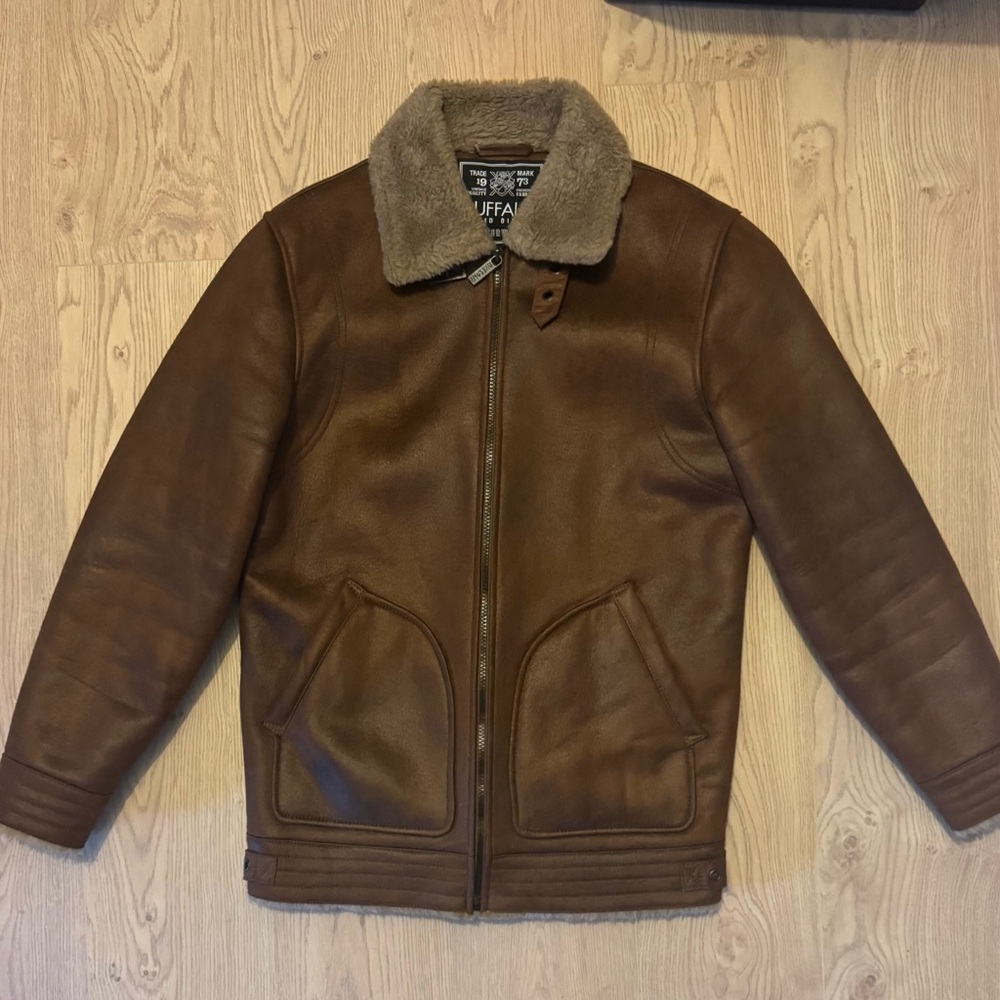 Buffalo David Bitton Men's Tan Shearling Collar Jacket